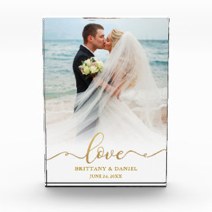 Liebe Elegant Gold Script Bride Groom Wedding Fotoblock