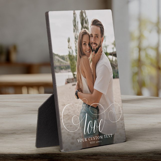 LIEBE Elegante Kalligraphie Couple Foto Wedding Fotoplatte (Von Creator hochgeladen)