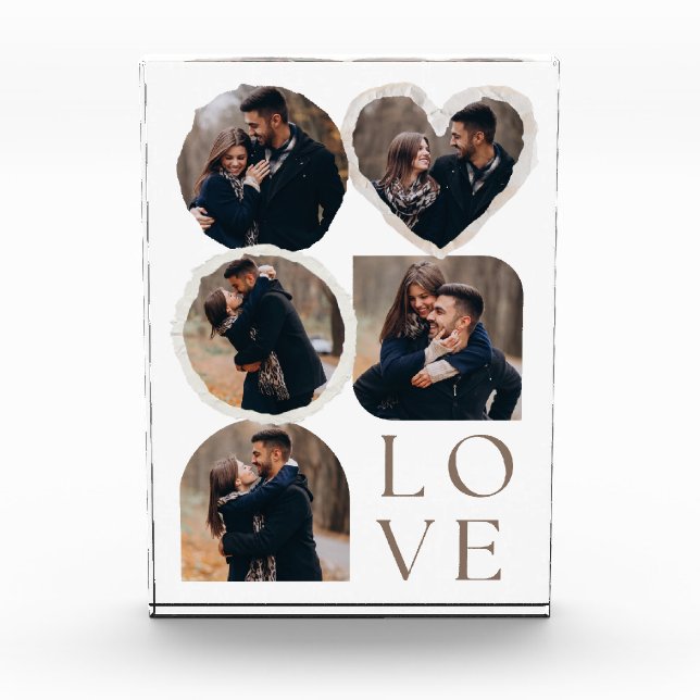 Liebe Elegante Personalisierte Couple FotoCollage Fotoblock (Vorderseite)