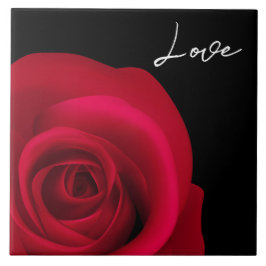 Liebe. Elegante Rote Rose Valentinstag Geschenk Fliese