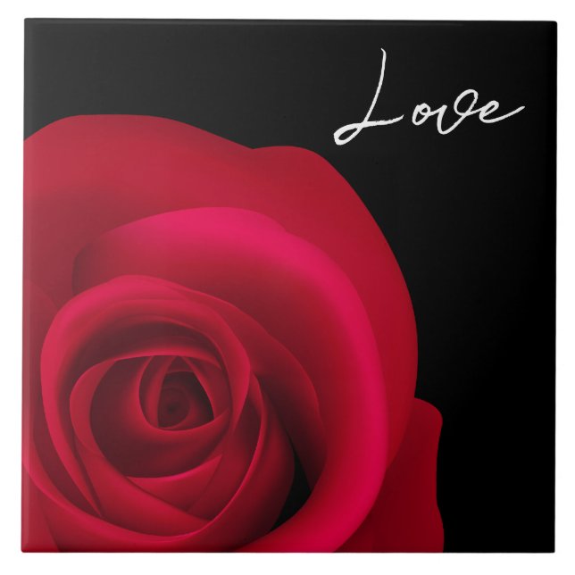 Liebe. Elegante Rote Rose Valentinstag Geschenk Fliese (Vorderseite)