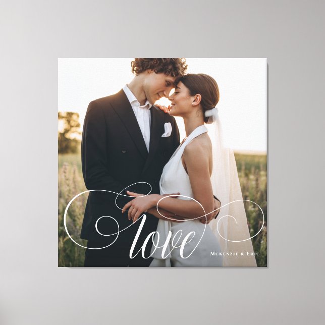 LIEBE Elegantes Calligraphy Couple Wedding Foto Leinwanddruck (Vorderseite)
