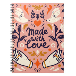 Liebe Elemente: Vintage-Pink-Komposition. Notizblock
