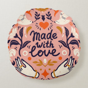 Liebe Elemente: vintage rosa Komposition. Rundes Kissen
