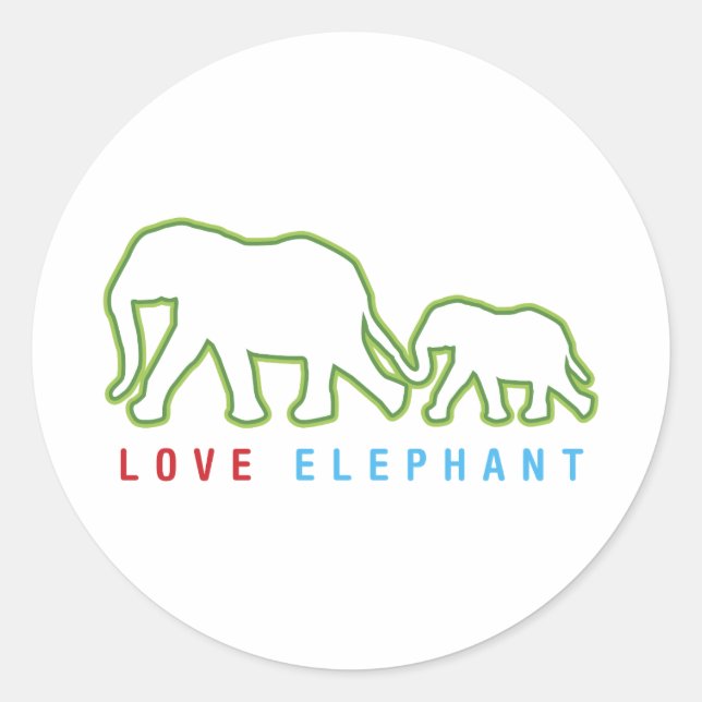 Liebe Elephant Runder Aufkleber (Vorderseite)