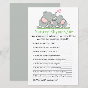 Liebe Elephants Kinderzimmer Rhyme Quiz Kinderdusc