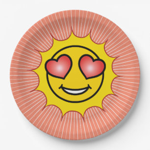 Liebe Emoji Sun Pappteller