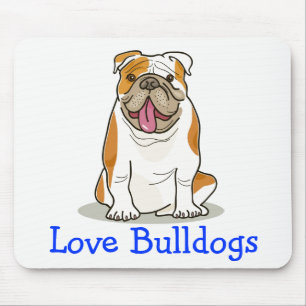 Liebe Englisch Bulldogge Cartoon Welpe Hund Mousepad