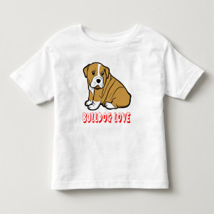 Liebe Englisch Bulldogge Cartoon Welpen Hund Klein Kleinkind T-shirt