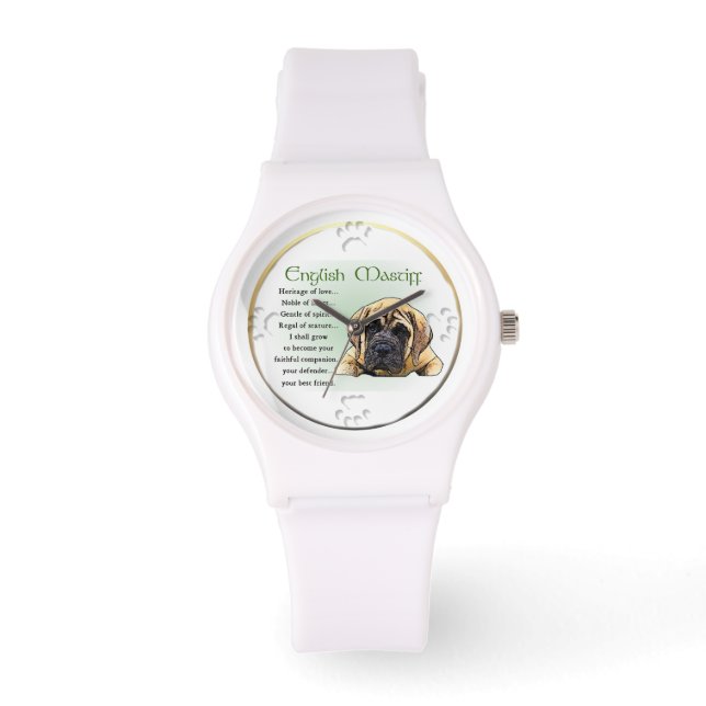 Liebe Englisch Mastiff Armbanduhr (Vorderseite)