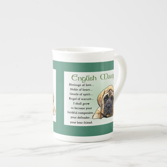 Liebe Englisch Mastiff Prozellantasse (Vorderseite Rechts)