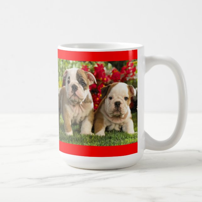 Liebe English Bulldog Welpe Hund Coffee Cup Tasse (Rechts)