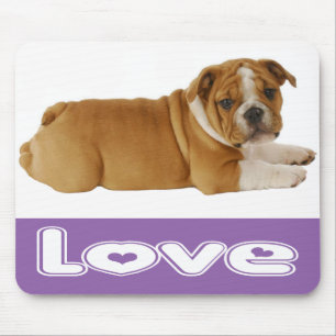 Liebe English Bulldog Welpe Hund Lila Mauspad