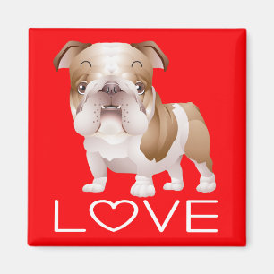 Liebe English Bulldog Welpe Hund Rot Magnet
