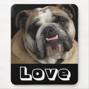 Liebe English Bulldog Welpe Hund Schwarz Mauspad