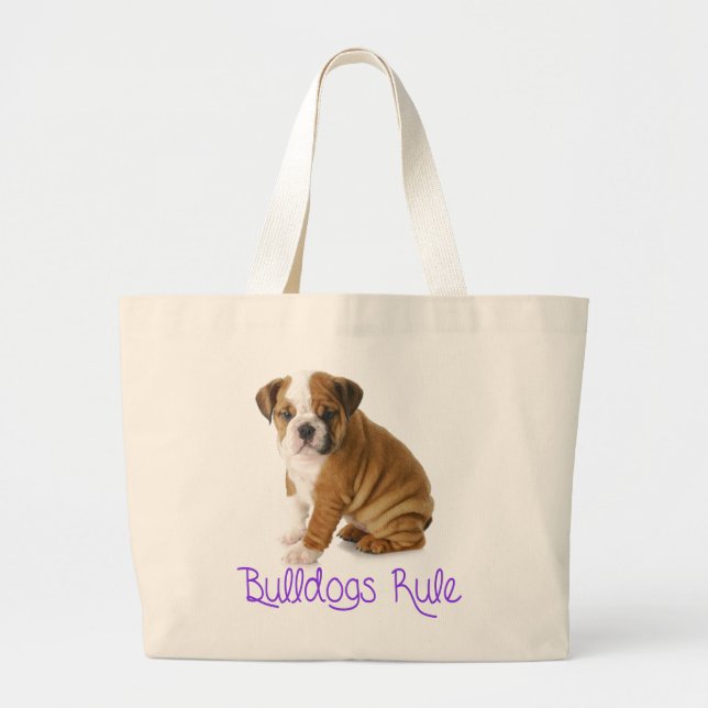 Liebe English Bulldog Welpen Tote Bag Jumbo Stoffbeutel (Vorne)