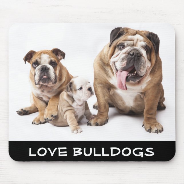 Liebe English Bulldogs Welpenhunde Family Mousepad (Vorne)