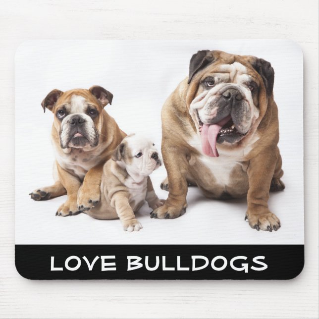Liebe English Bulldogs Welpenhunde Family Mousepad (Vorne)
