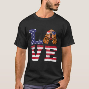 Liebe English Cocker Spaniel Dog American Flag 4. T-Shirt