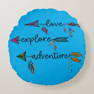 Liebe Entdecken Sie das Adventure Arrow Tribal Boh Rundes Kissen
