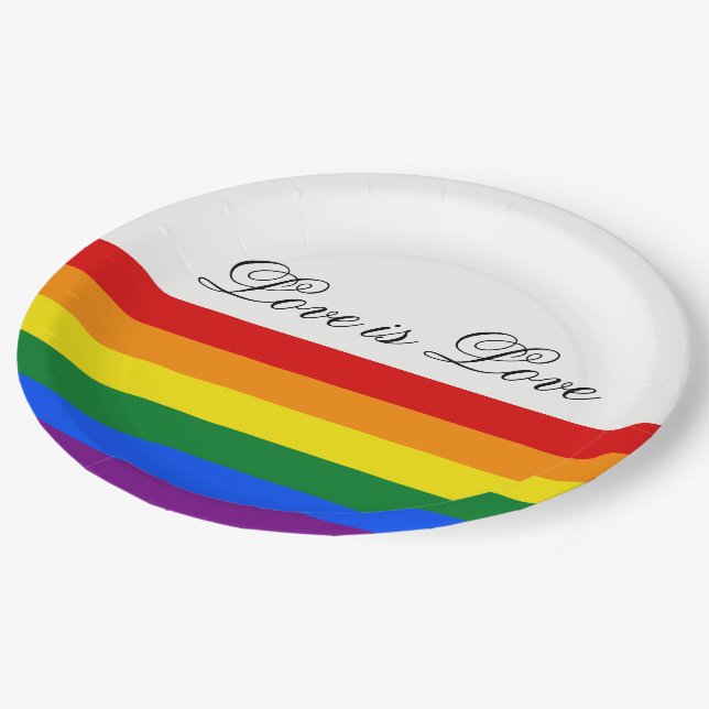 Liebe Equality Rainbow Flag LGBT Lesbischer Gay Pr Pappteller (Schrägansicht)