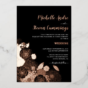 Liebe erblüht • Elegante florale Hochzeit Folieneinladung