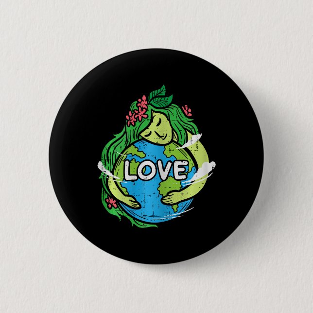Liebe Erde Planet Umarmung Natur Umwelt Ea Button (Vorderseite)