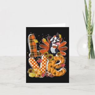 Liebe Erntedank Niedlich Boston Terrier Türkei Pum Karte