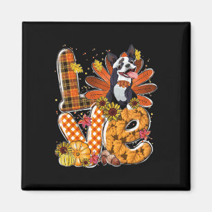 Liebe Erntedank Niedlich Boston Terrier Türkei Pum Magnet