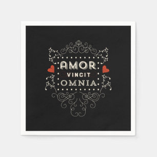 Liebe erobert alle - lateinische Vintage Typografi Serviette