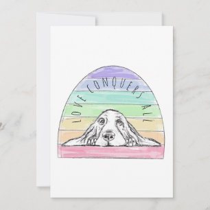 Liebe erobert den ganzen Hund Regenbogenbasenhalm Dankeskarte