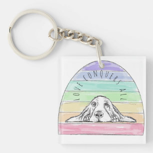 Liebe erobert den ganzen Hund Regenbogenbasenhalm Schlüsselanhänger