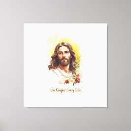 Liebe erobert jeden Kreuz- Jesus Leinwanddruck
