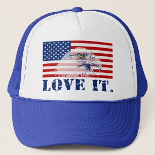 LIEBE ES patriotische US-Flagge u. Truckerkappe