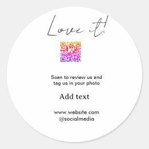 Liebe es scan QR Bewertung soziale Medien Foto tei Runder Aufkleber