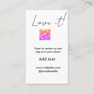 Liebe es scan QR Bewertung soziale Medien Foto tei Visitenkarte