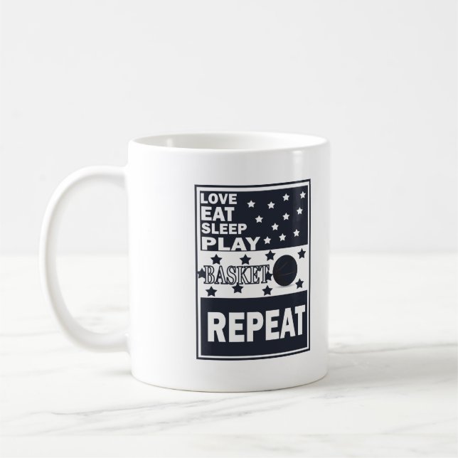 Liebe essen Schlaf Basketball wiederholen Kaffeetasse (Links)