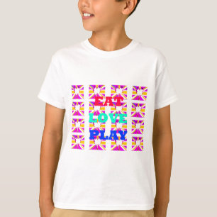 Liebe Essen Spielen Farbenfrohe Pop Kunst, Dichtun T-Shirt