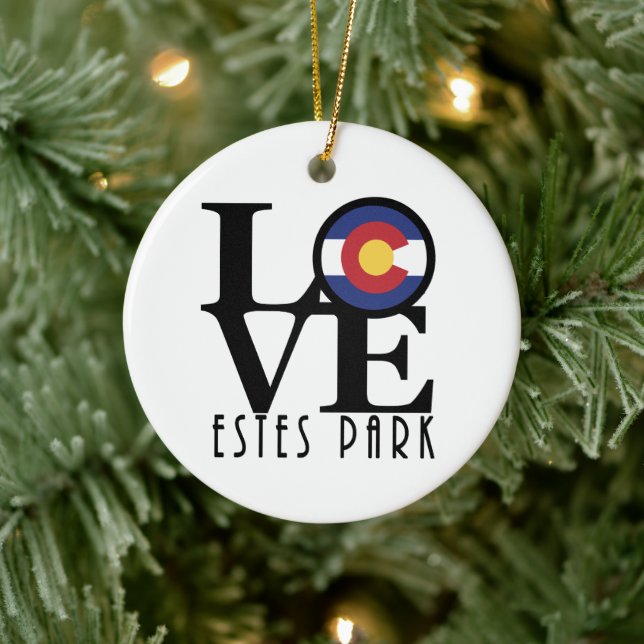 LIEBE Estes Park Colorado Keramik Ornament (Baum)