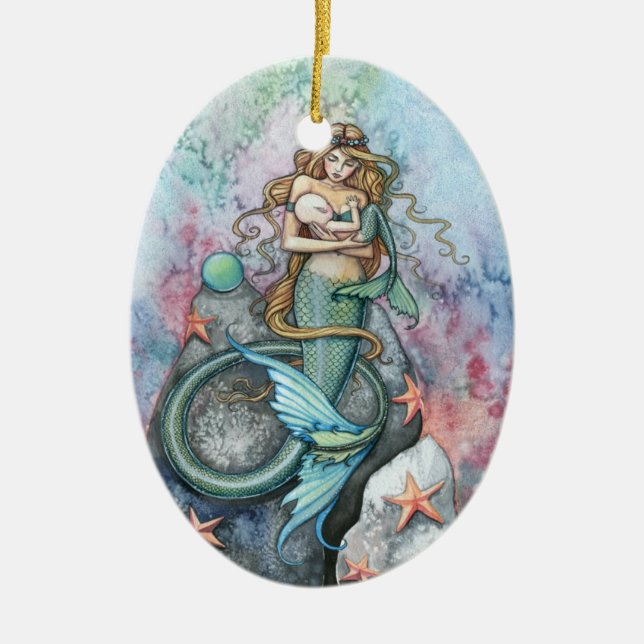 Liebe Eternal Mermaid Mutter und Baby Ornament (Vorne)