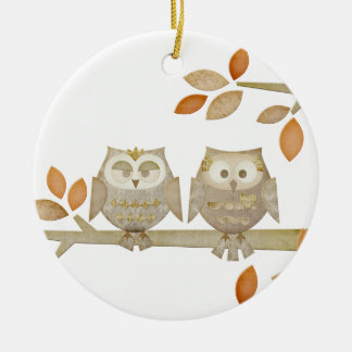 Liebe-Eulen in der Baum-Verzierung Keramik Ornament