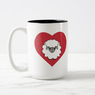 Liebe Ewe Sheep mit Herz-Hintergrund Zweifarbige Tasse
