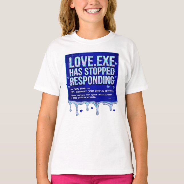Liebe Exe Bluescreen des Todes Y2K Tech Lustiger C T-Shirt (Vorderseite)