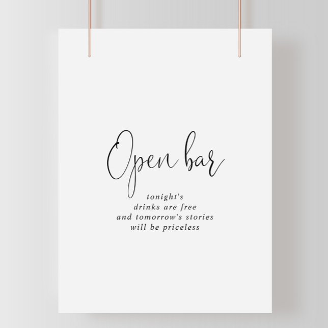Liebe Extravagantes Skript Hochzeit Open Bar Sign Poster (Von Creator hochgeladen)
