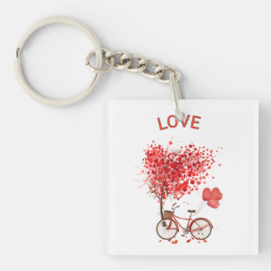 Liebe Fahrrad Grafik Schlüsselanhänger   Süß & Bed