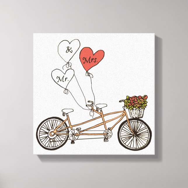 Liebe Fahrrad Mr. & Mrs. gepackte Leinwand (Vorderseite)