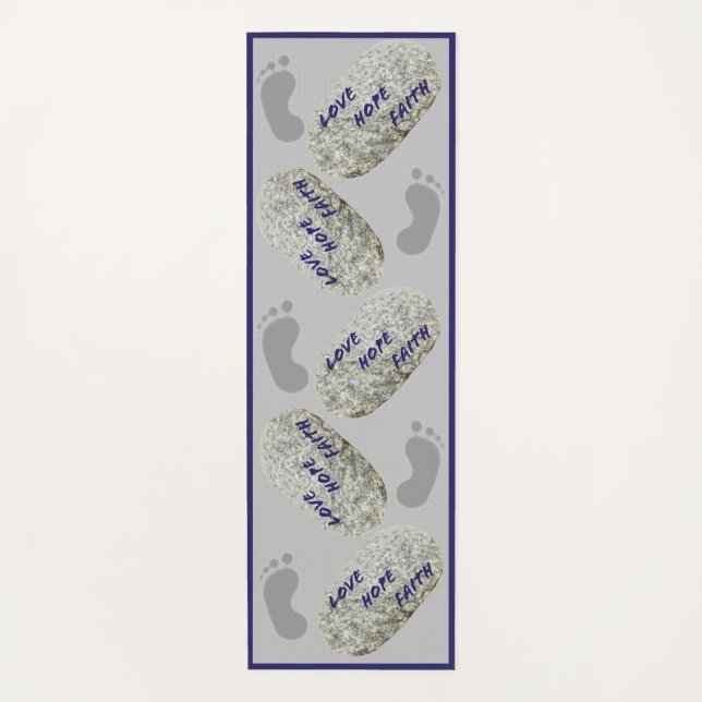 Liebe Faith Hope White Stones Footprints Yoga Mat Yogamatte (Vorderseite)