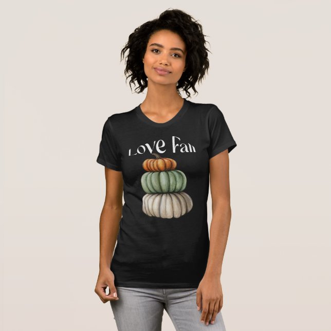 Liebe Fall Fashion Inspo Pumpkin Trio Women's Blac T-Shirt (Vorne ganz)
