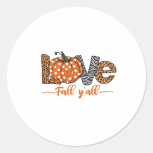 LIEBE Fall Y'all Leopard Print Pumpkin Trendy Aut Runder Aufkleber