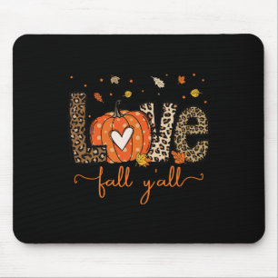 Liebe Fall Y'all Leopard Pumpkin Halloween Thanksg Mousepad